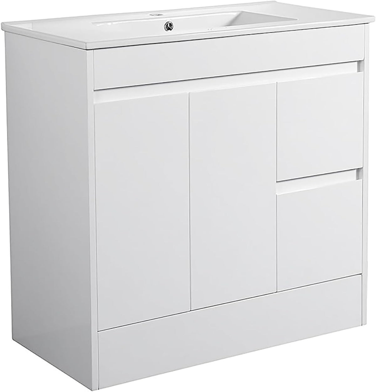900mm White Bathroom Vanity Unit with Basin 2 Drawer Cupboard Storage Cabinet