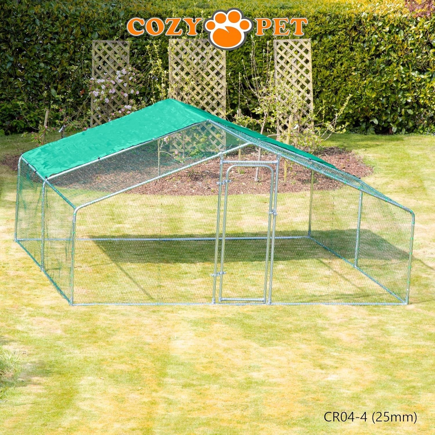4x4m Walk In Chicken Run 25mm Steel Heavy Duty Coop