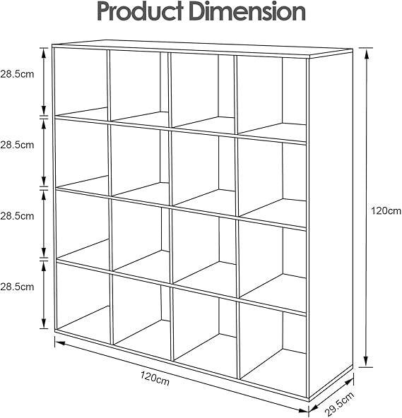 16 Cube Bookcase Storage Unit Shelving Display Cabinet for Living Room Office