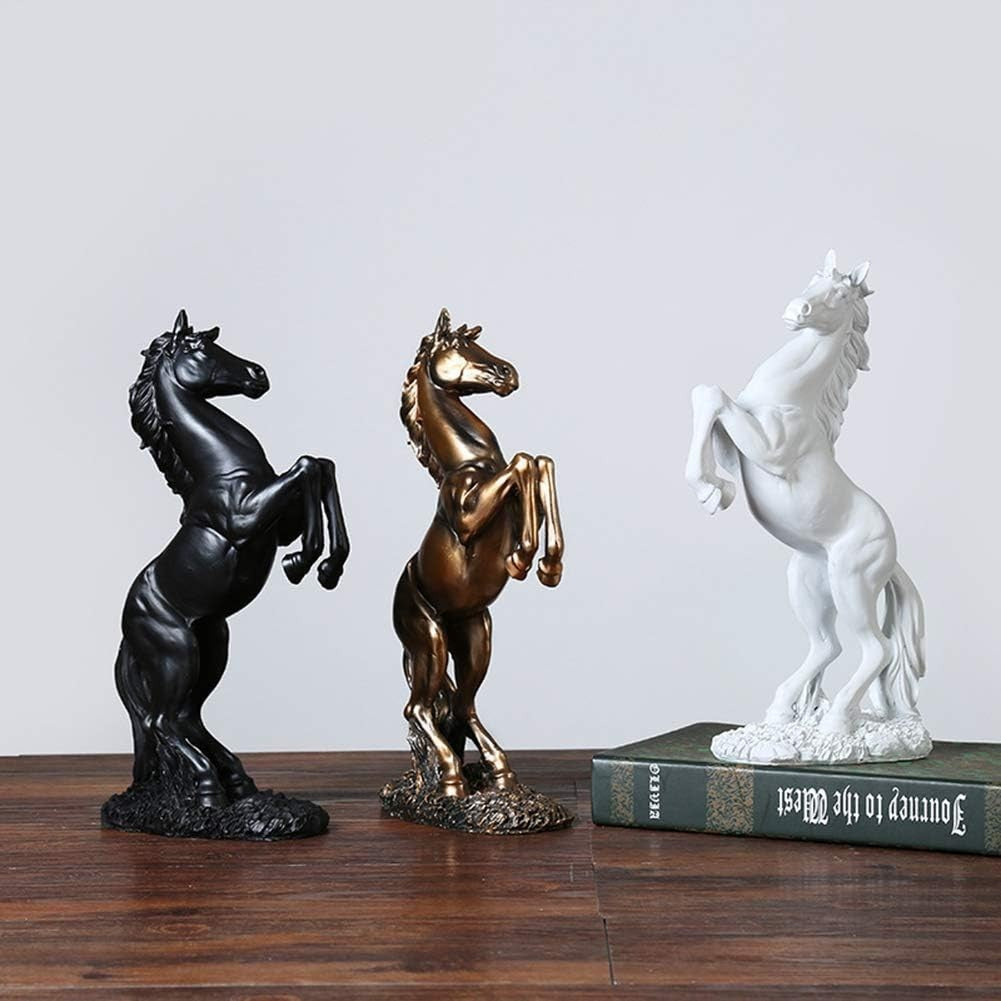 Bronze Rearing Horse Statue 31cm Resin Art Decor Elegant Home Office Sculpture