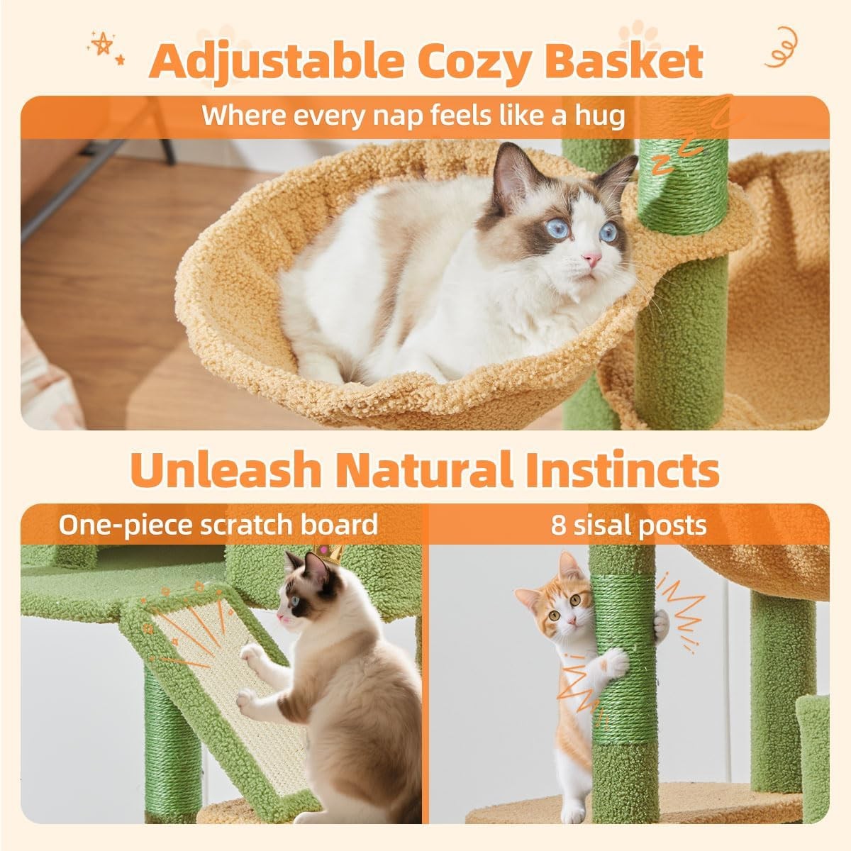 180cm Cat Tree Tower Multi Level Scratching Post Indoor Climber Hammock