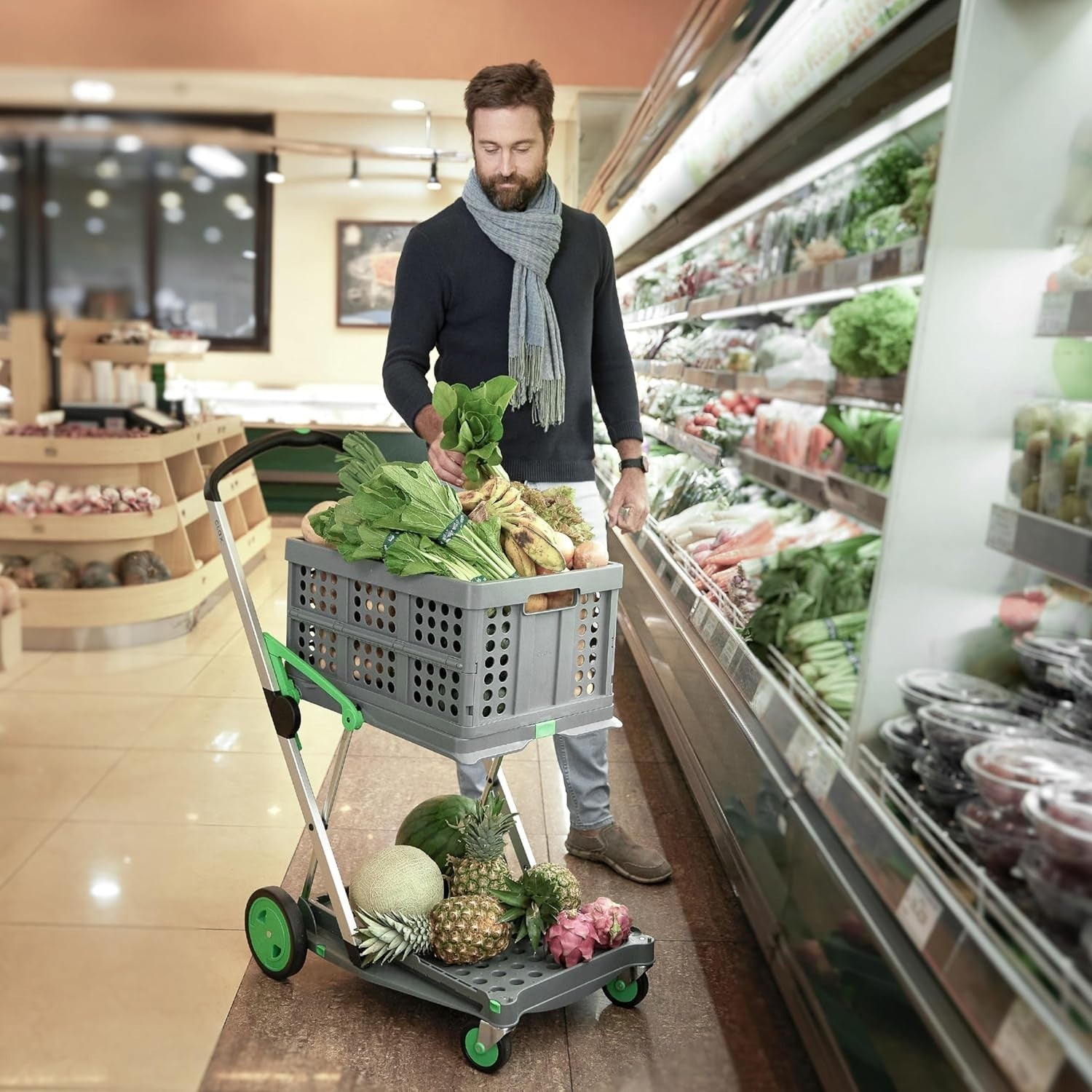 Two-Tier Folding Trolley – Portable Collapsible Cart for Workshop & Home