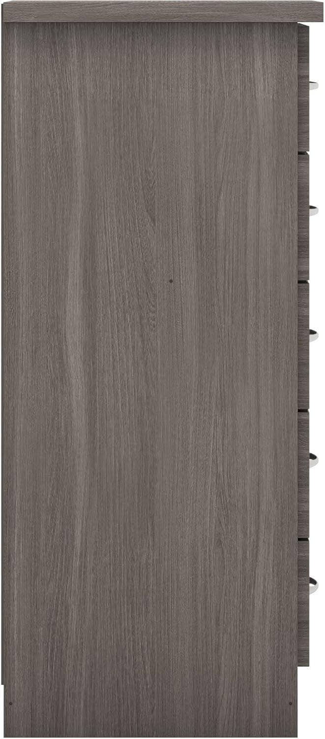 Space-Saving 5 Drawer Chest Narrow Wood Grain Storage Organizer for Home
