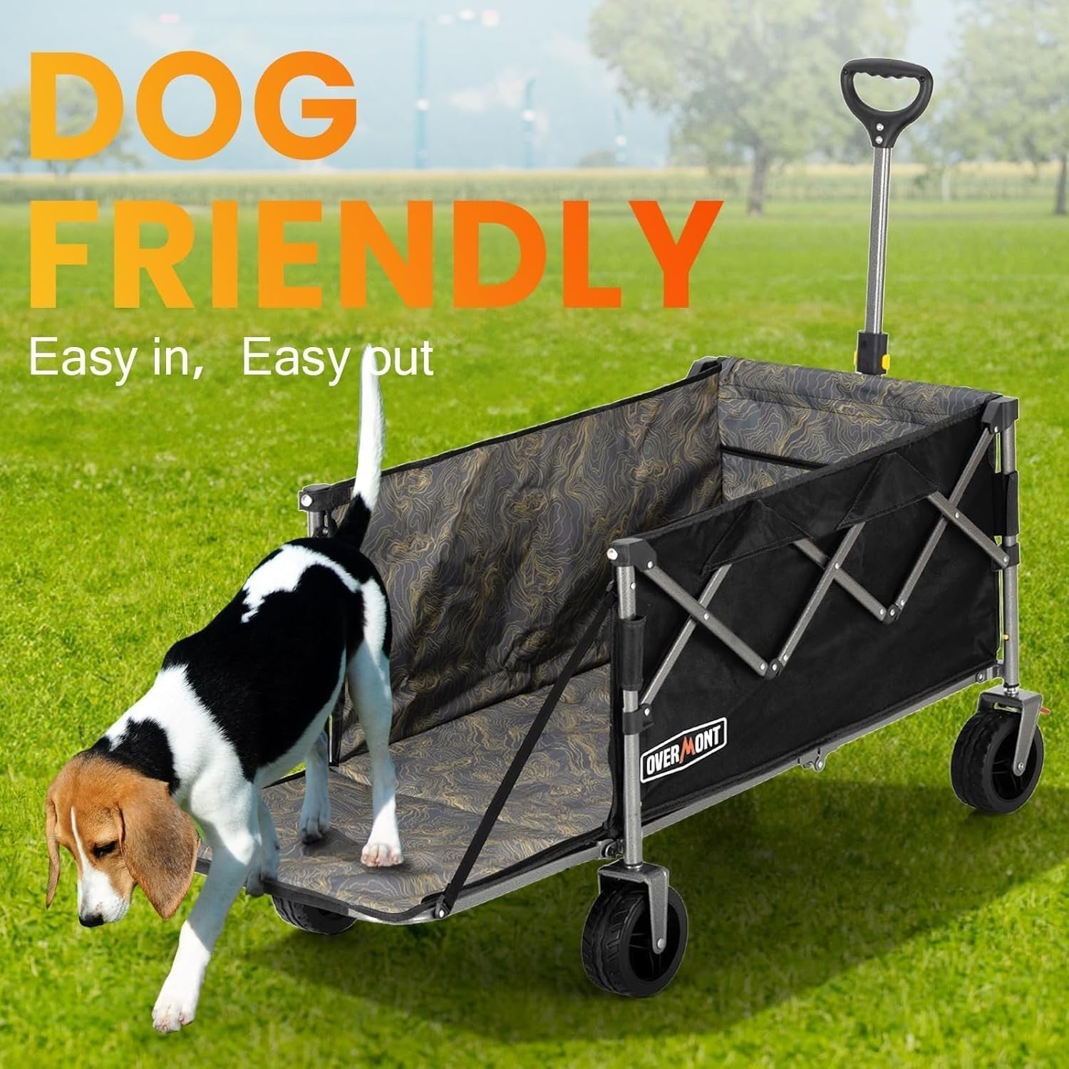 Black 300L Folding Camping Wagon 150kg Extra Wide Wheel All Terrain Festival