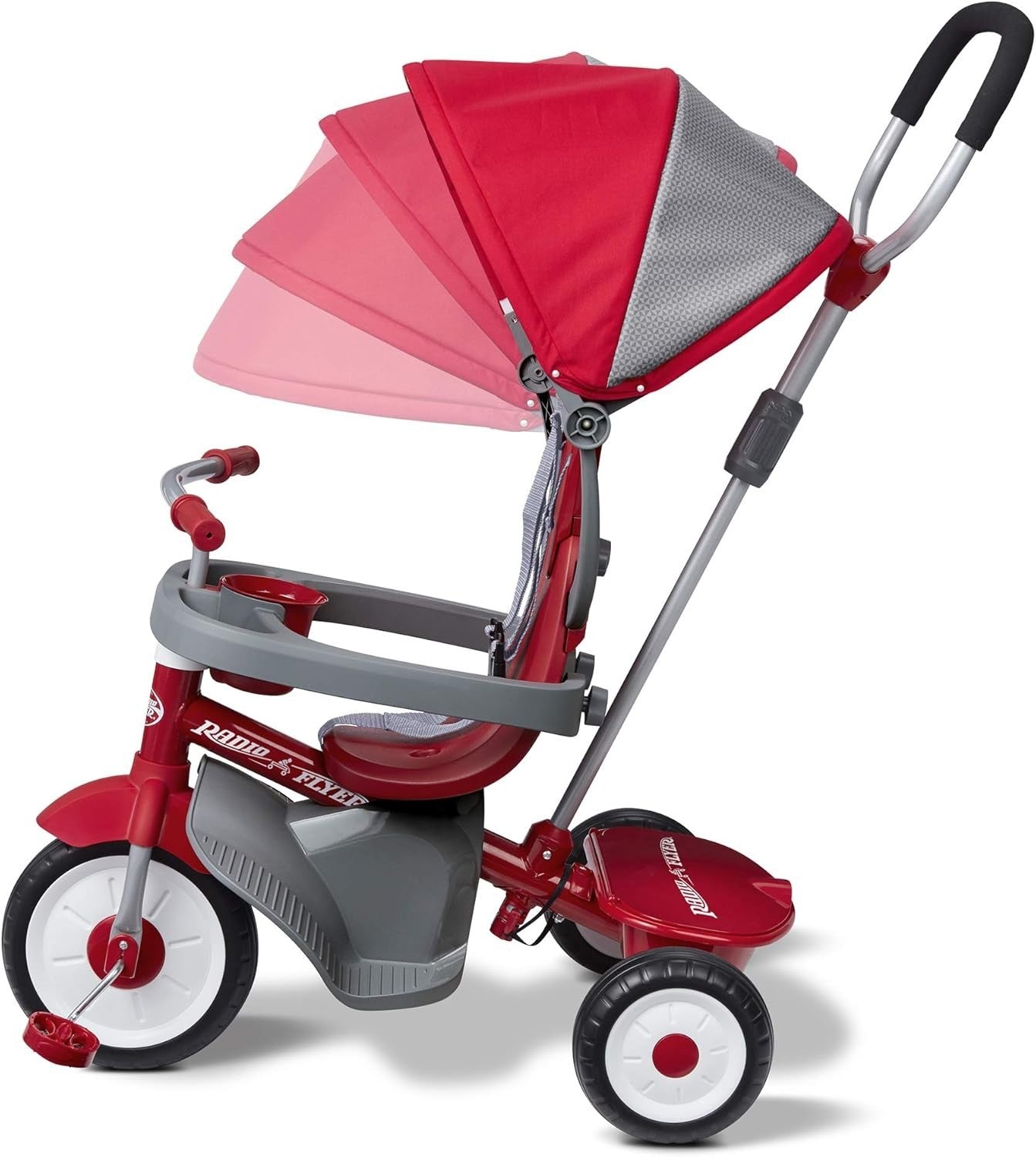 4 in 1 Toddler Tricycle Push Trike Parent Handle Adjustable Seat Red
