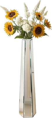 Extra Tall Mirrored Floor Vase 77cm Silver Glass Pampas Flower Decor