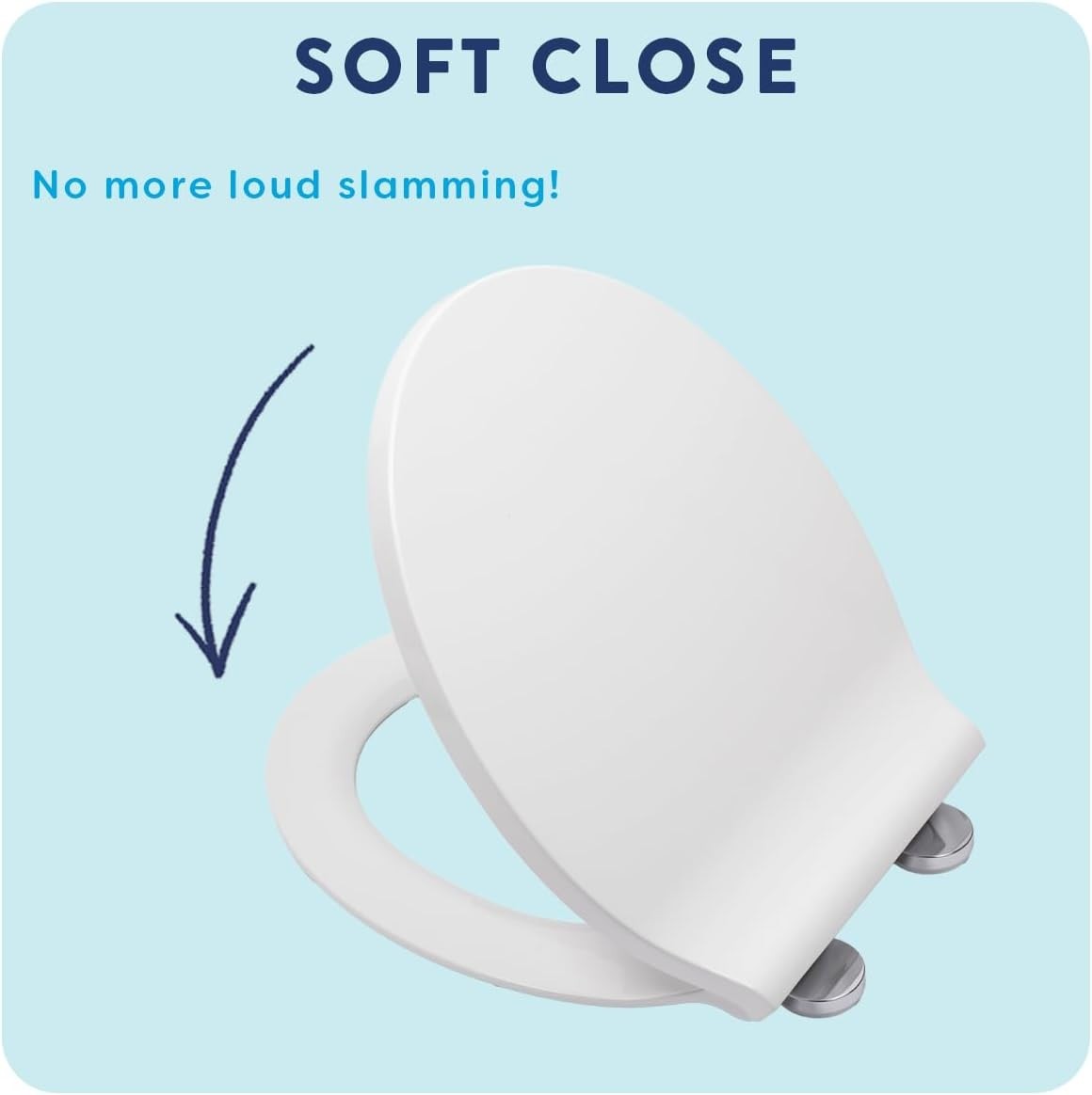 White Slimline Oval Toilet Seat Soft Close Quick Release Antibacterial