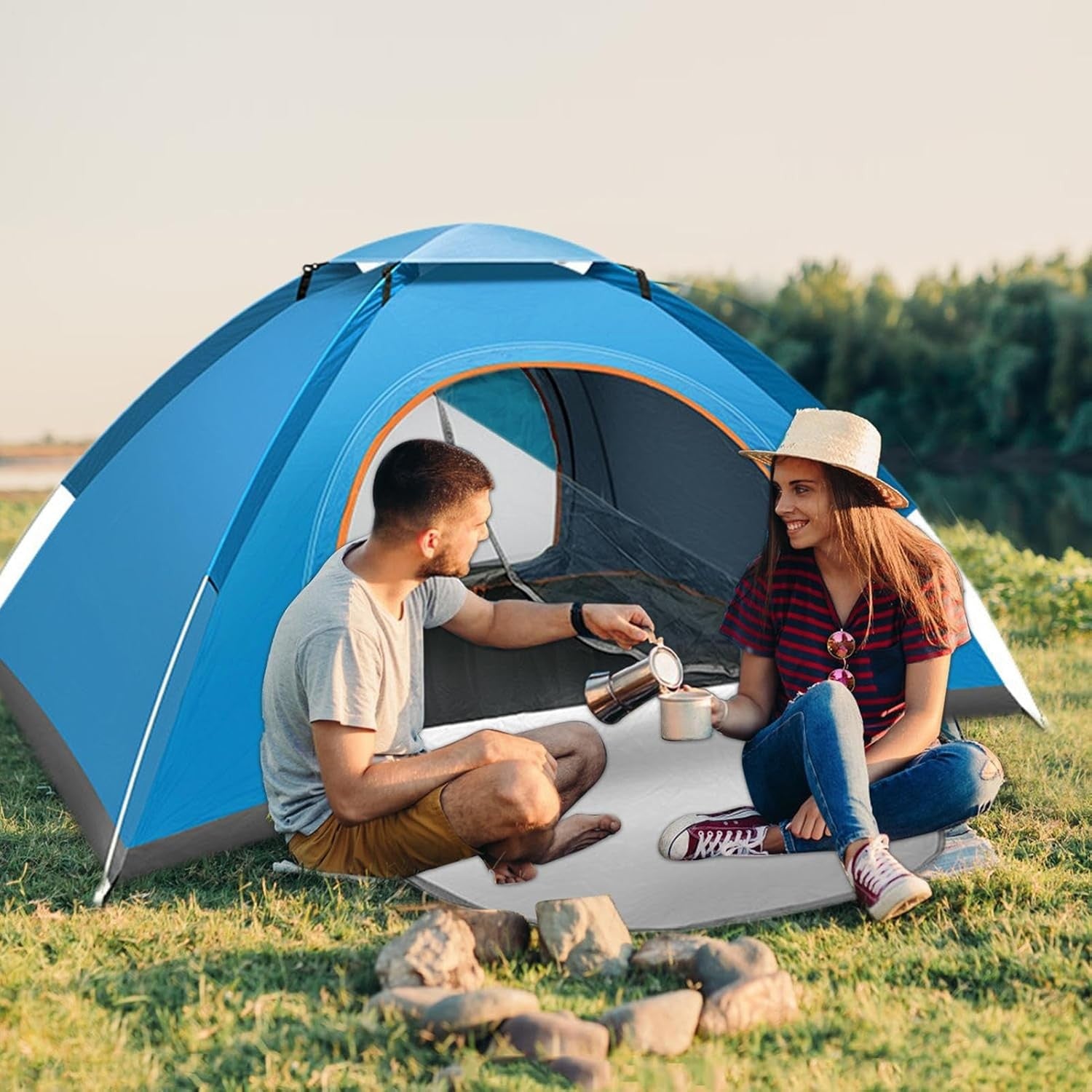 2 Person Pop Up Camping Tent Waterproof Windproof Sun Shelter
