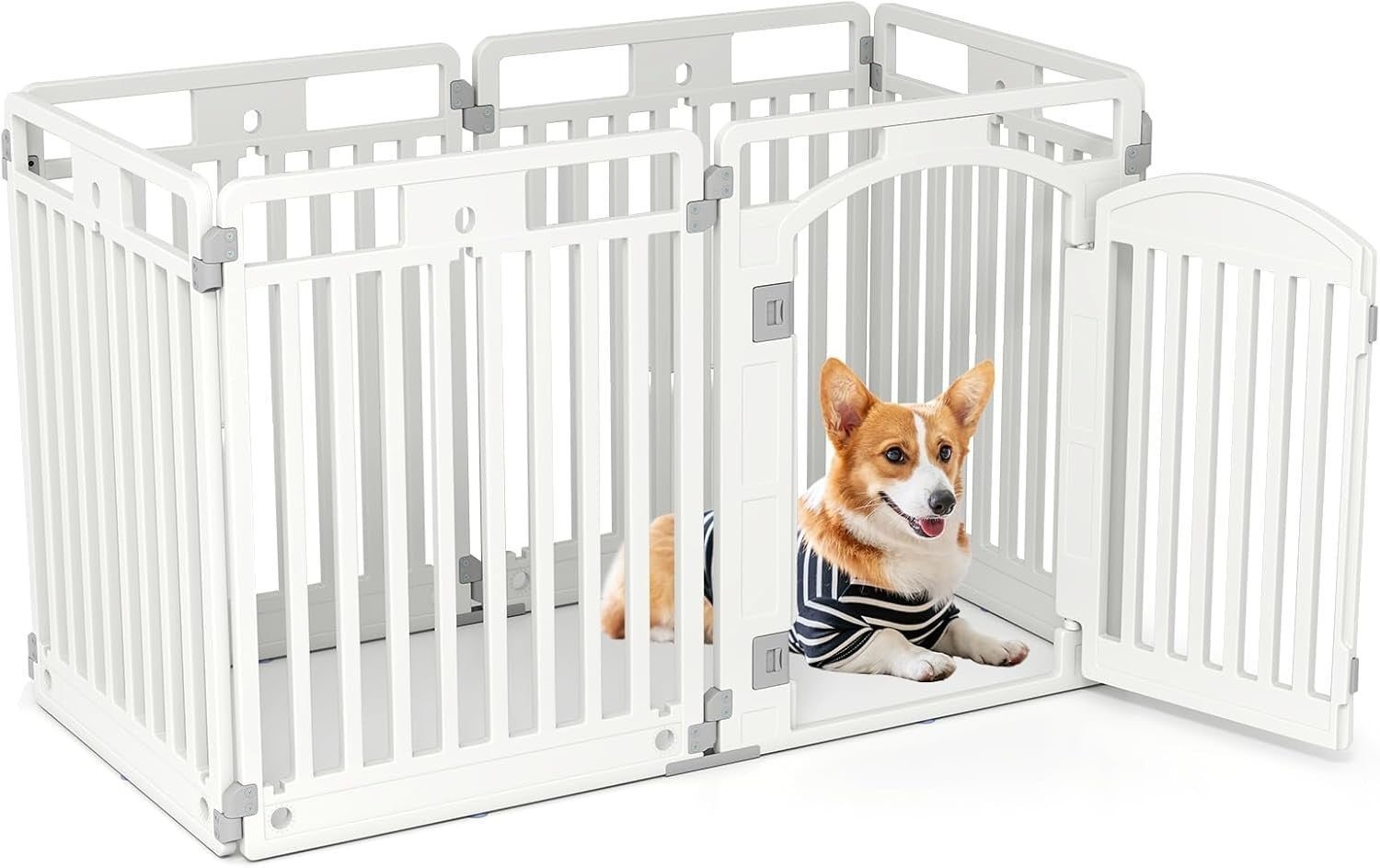 Foldable Dog Playpen with Lockable Gate for Small & Medium Pets Indoor Outdoor