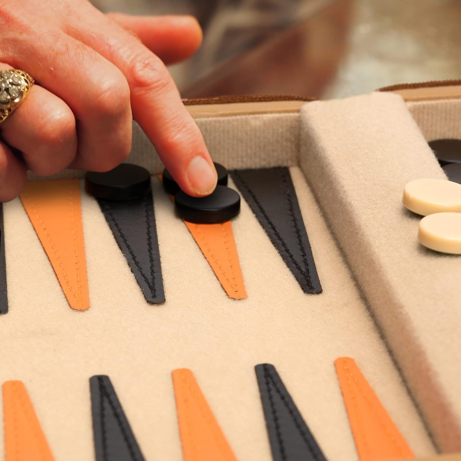 Travel Magnetic Backgammon Mini Set Leatherette Case Portable 2 Player