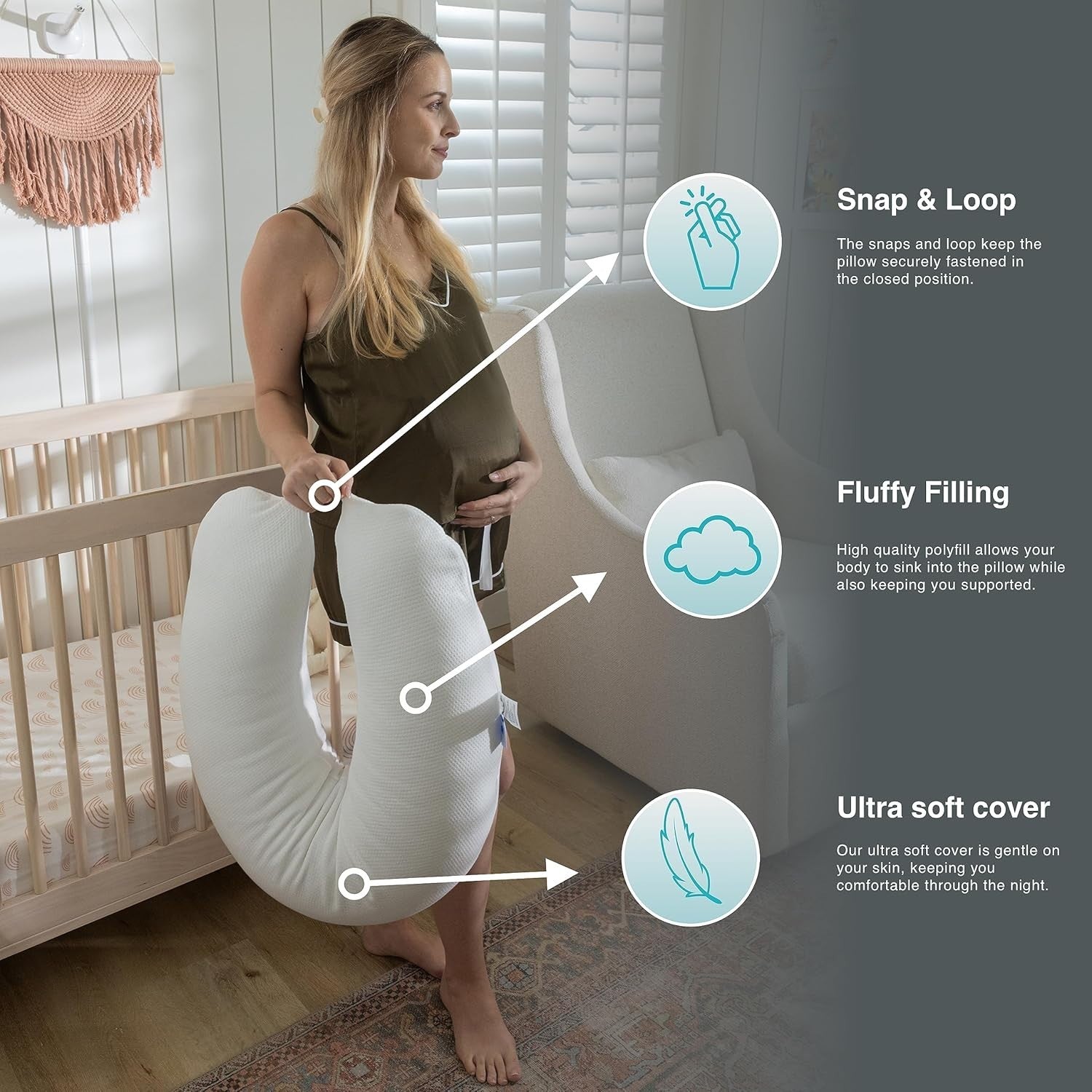 Pregnancy Pillow 2-in-1 Nursing Maternity Full Body Leg Support Washable