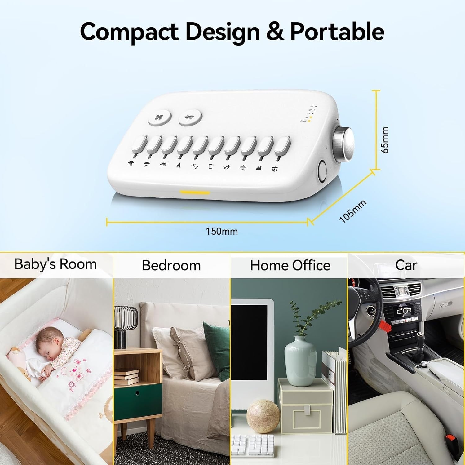 White Noise Sound Machine for Sleep & Relaxation – 4 Timer Settings, Portable