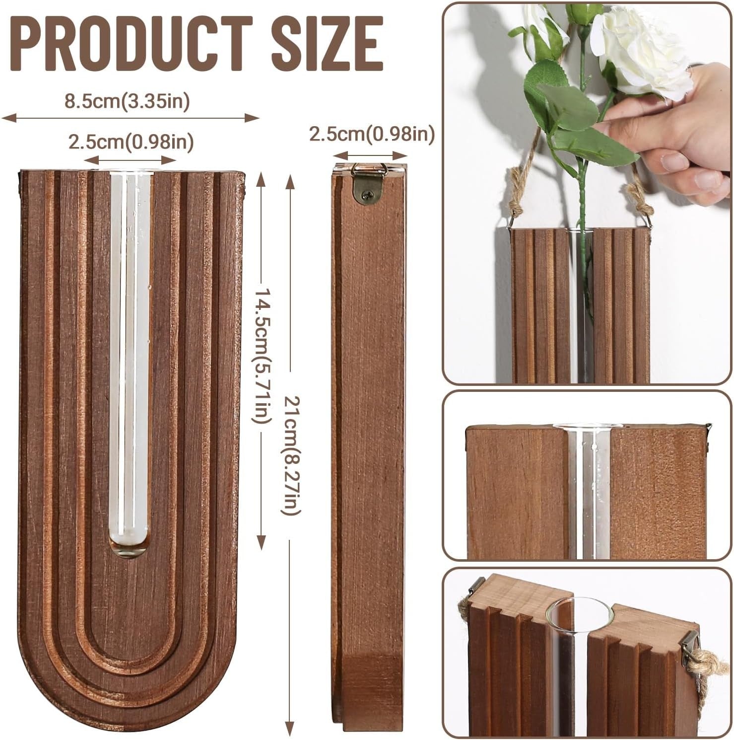 Indoor Wooden Wall Planter Set of 3 Boho Hanging Plant Propagation