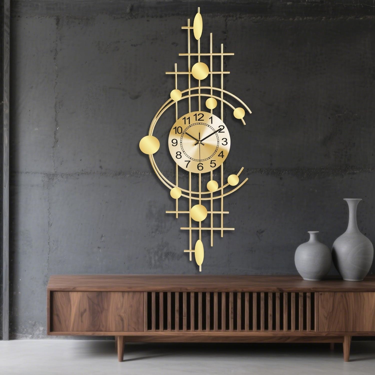 Luxury Gold Wall Clock Modern Silent Quartz Art Deco Large Home Decor
