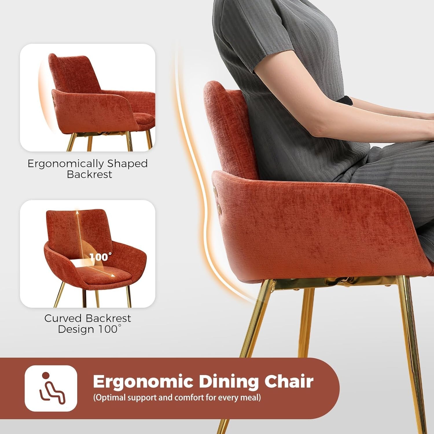 Velvet Accent Tub Chair Terracotta Gold Legs Open Back