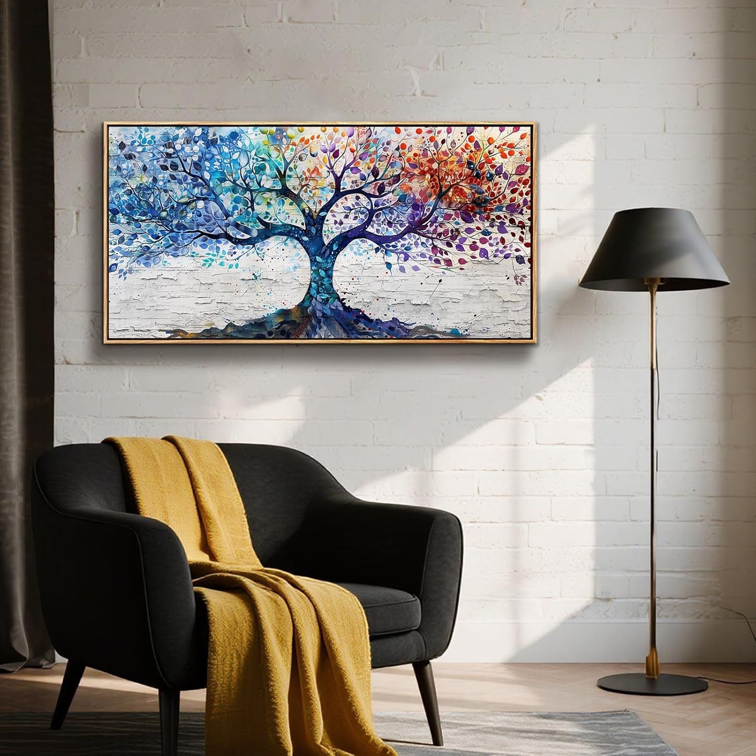 Tree of Life Canvas Wall Art Framed 120x60 cm Colorful Botanical Decor
