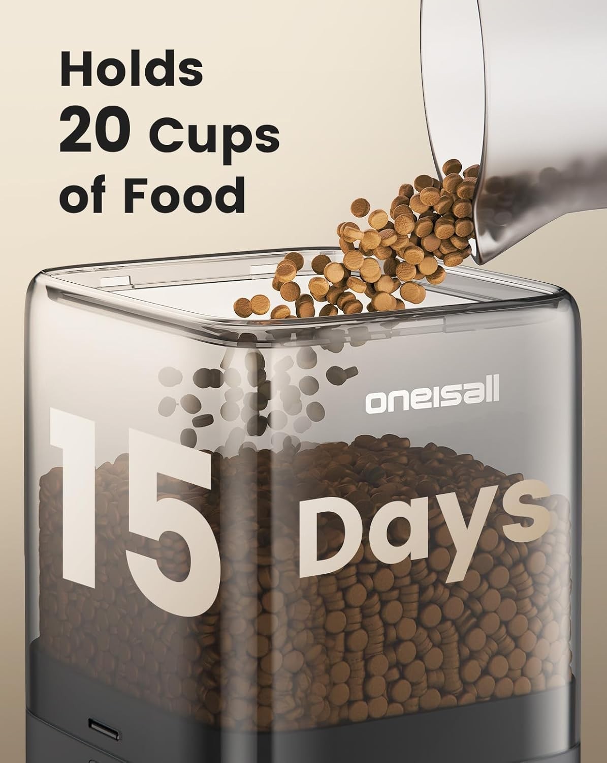 Automatic Cat Feeder for 2 Cats 5L Timed Food Dispenser Dual Bowl