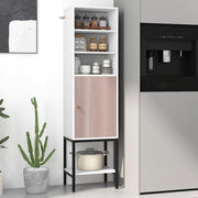 146cm Tall Wooden Storage Cabinet White Adjustable Shelves Slim Cupboard