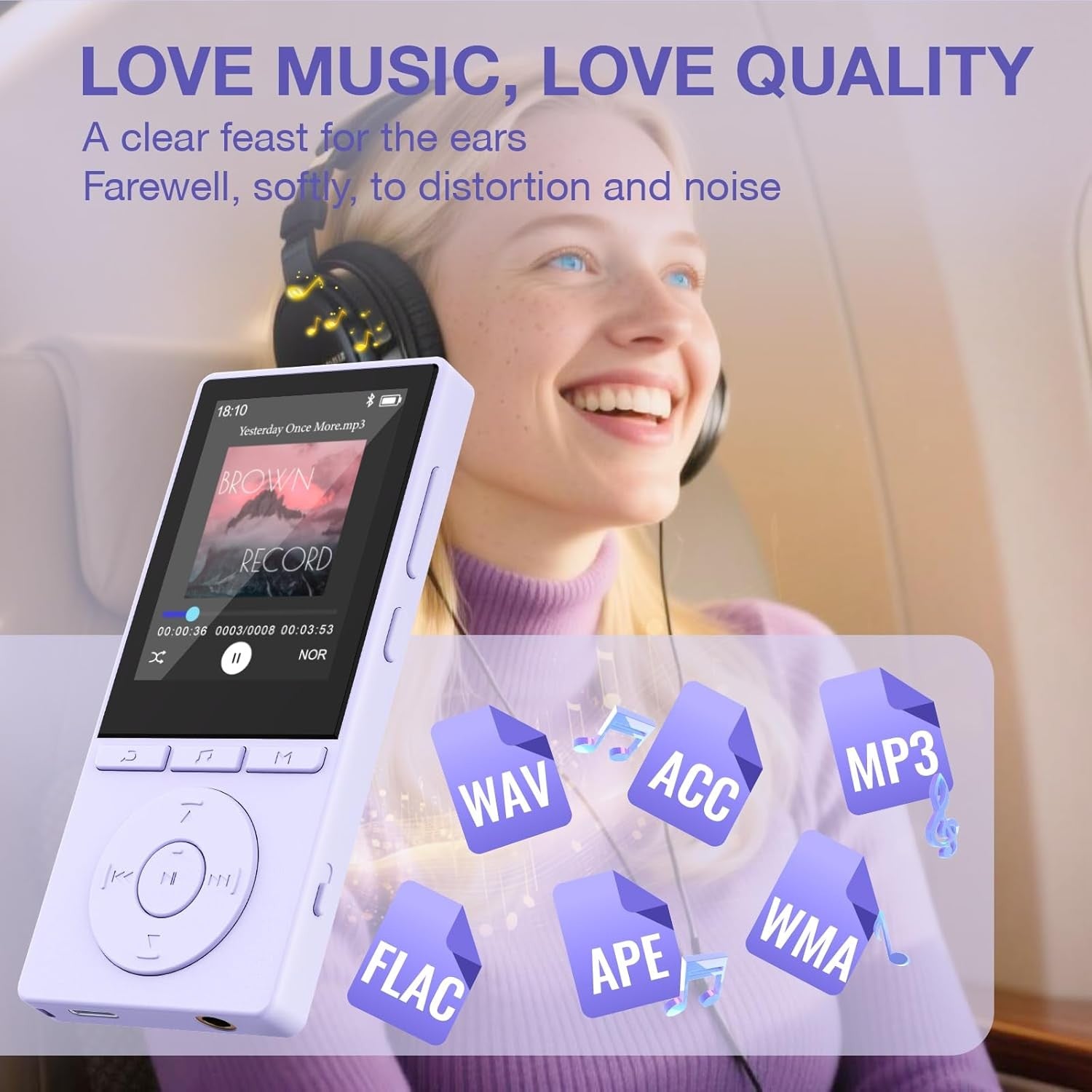 64GB MP3 Player Bluetooth 5.3 Portable Music Player FM Radio & Voice