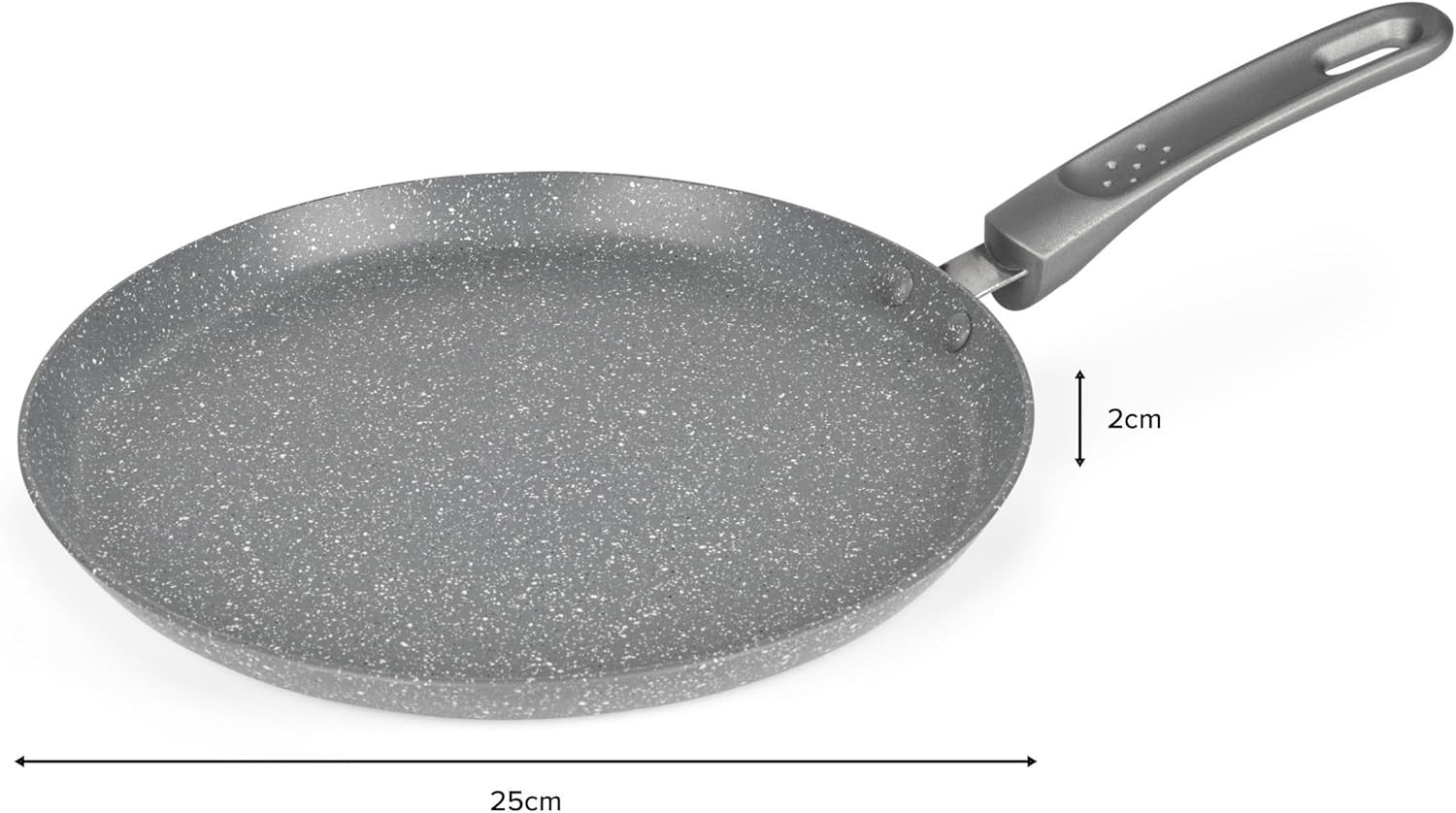 25cm Non-Stick Marblestone Crepe Pan, PFOA-Free, Induction & Gas Compatible