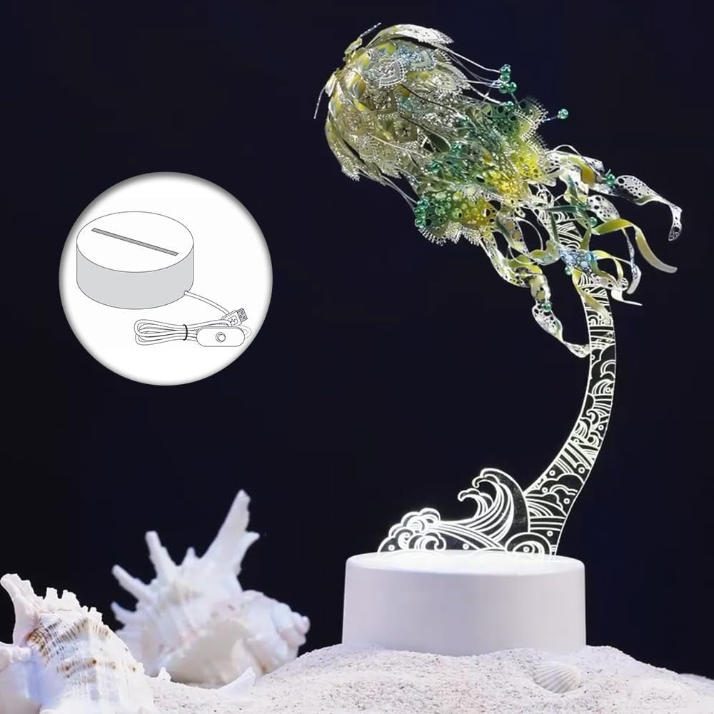 3D Metal Jellyfish Puzzle Kit for Adults Teens – 61pcs Marine Craft DIY Art