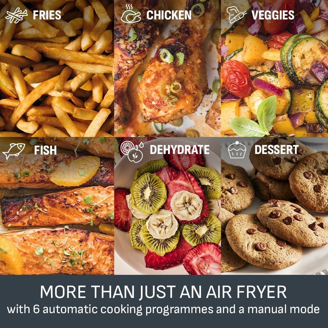 Dual Zone Digital Air Fryer 2 Drawer 8.3L Extra Crisp Roast Bake 8in1
