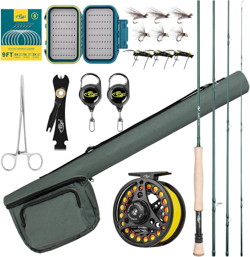 Emerald Green Fly Fishing Rod Combo 9FT Carbon Fiber Reel Kit
