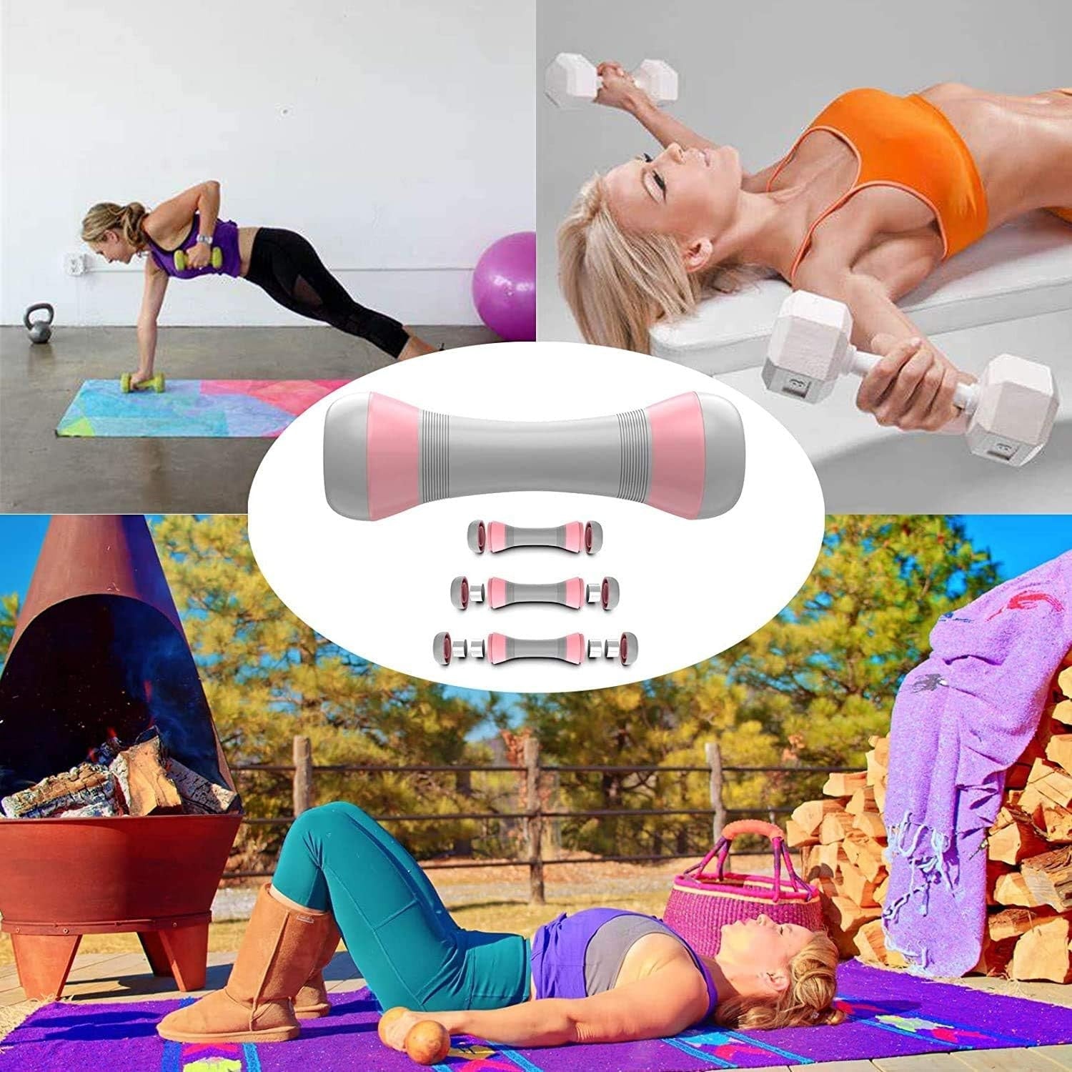 2–4KG Adjustable Dumbbells Pair 5-in-1 Non-Slip Hand Weights