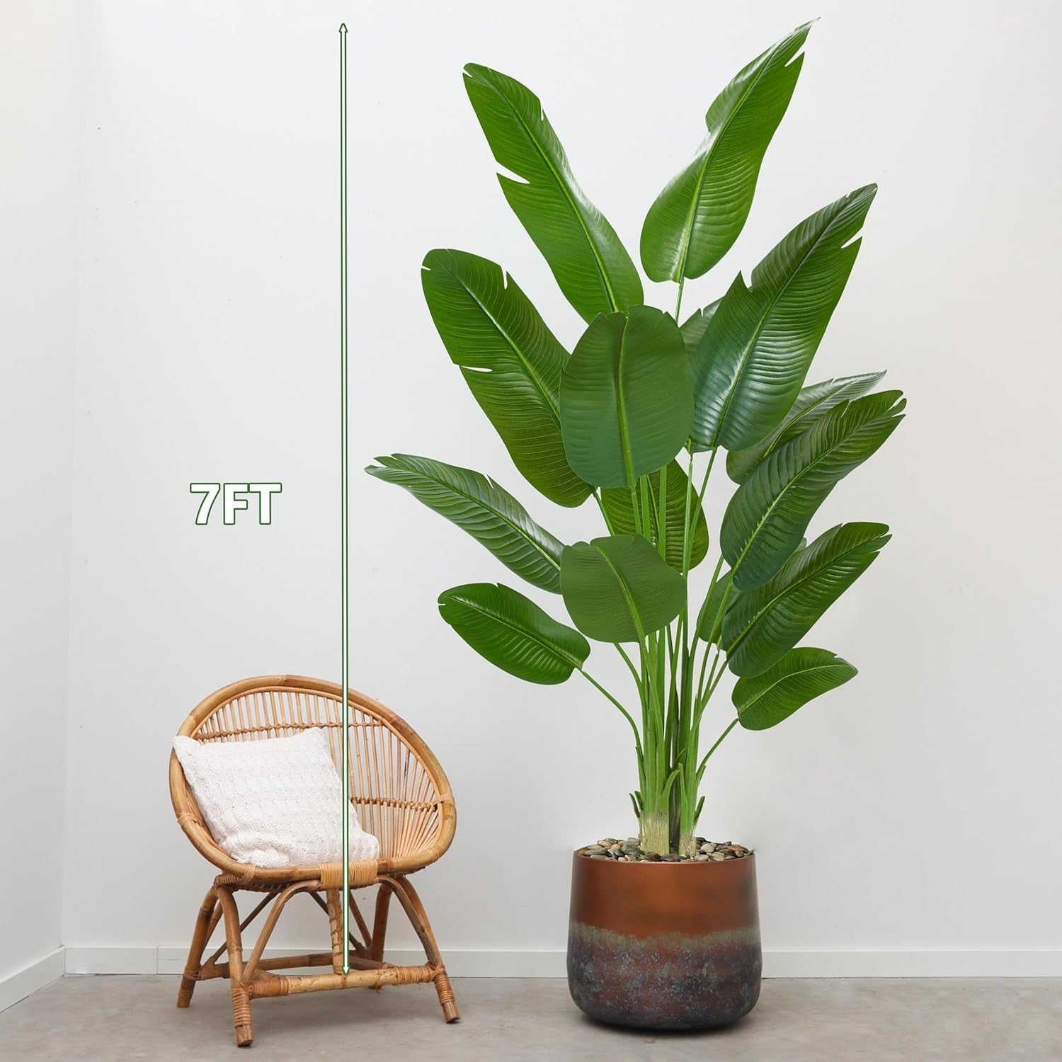 210cm Artificial Bird of Paradise Plant in Weighted Pot Tall Faux Tropical Decor