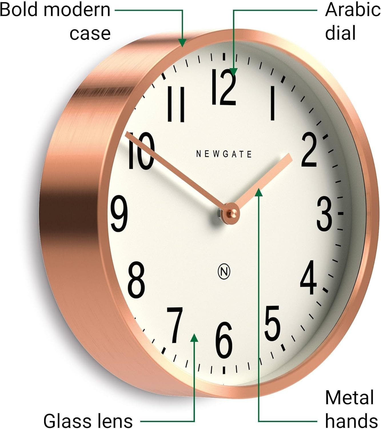 30cm Copper Wall Clock Silent Sweep Retro Modern Office Kitchen Decor