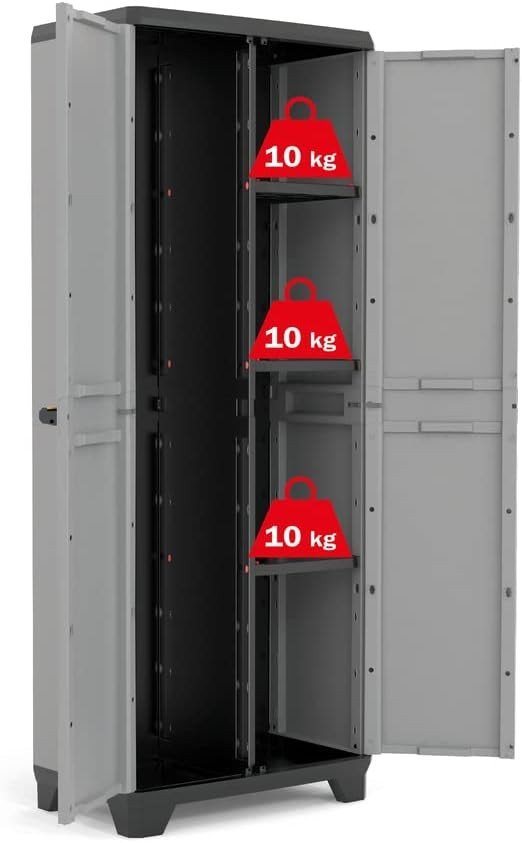 Tall Garage Storage Cabinet | Heavy Duty Plastic Utility Cupboard with Shelves