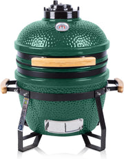 Ceramic Charcoal BBQ Grill with Stand & Cover – Green Kamado Egg Smoker