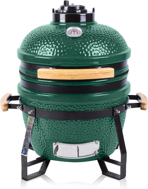 Ceramic Charcoal BBQ Grill with Stand & Cover – Green Kamado Egg Smoker