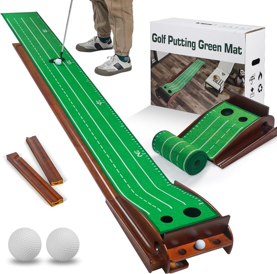 Indoor Golf Putting Green Mat Auto Ball Return 9ft Practice Trainer