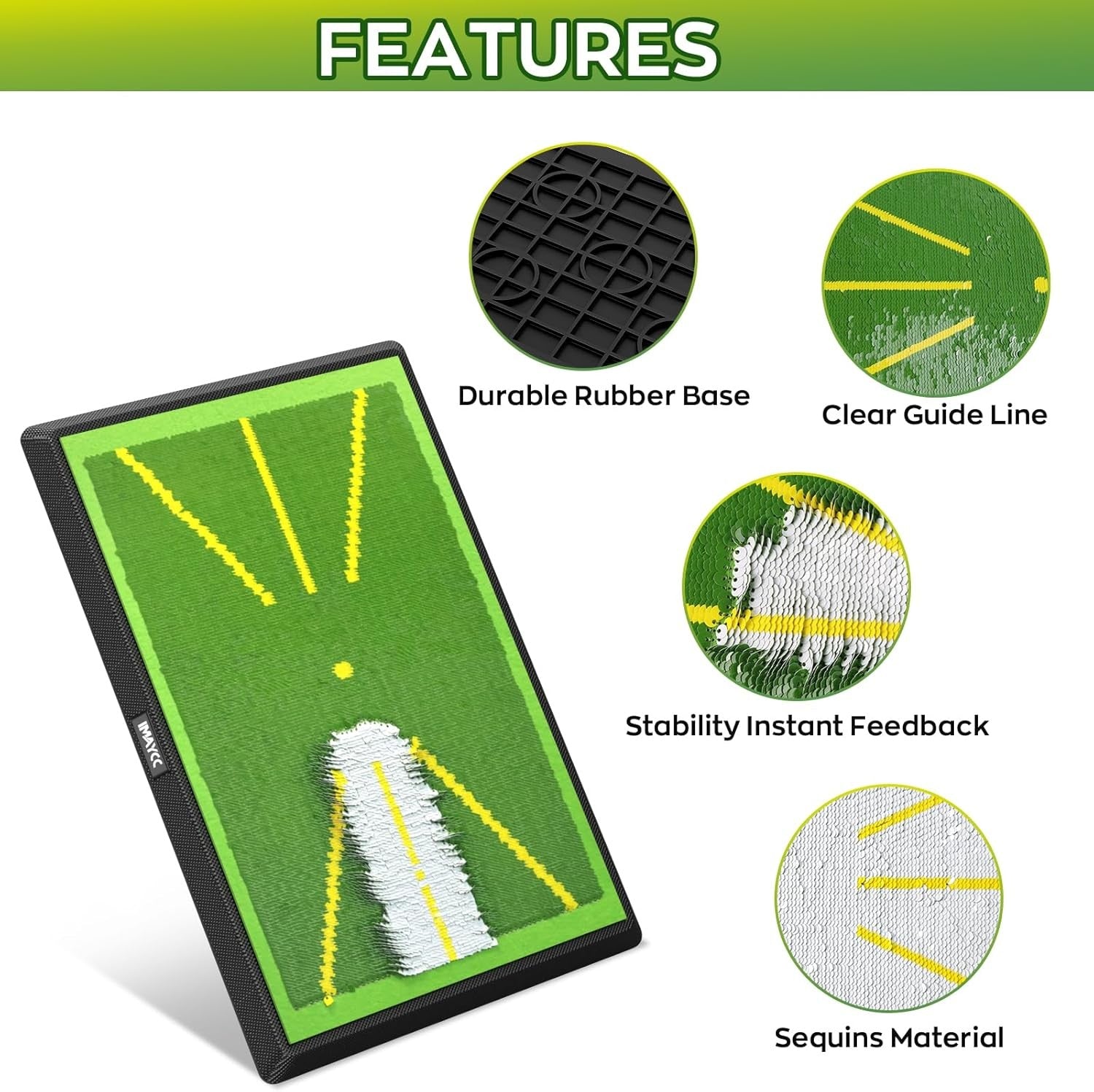 Golf Practice Hitting Mat 11x17" Swing Path Trainer w Rubber Base
