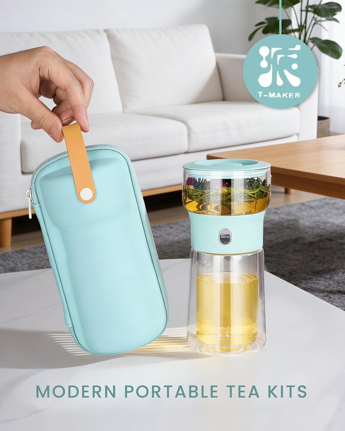 One Touch Tea Brewer 270ml Glass Infuser Mug Set with Carry Case