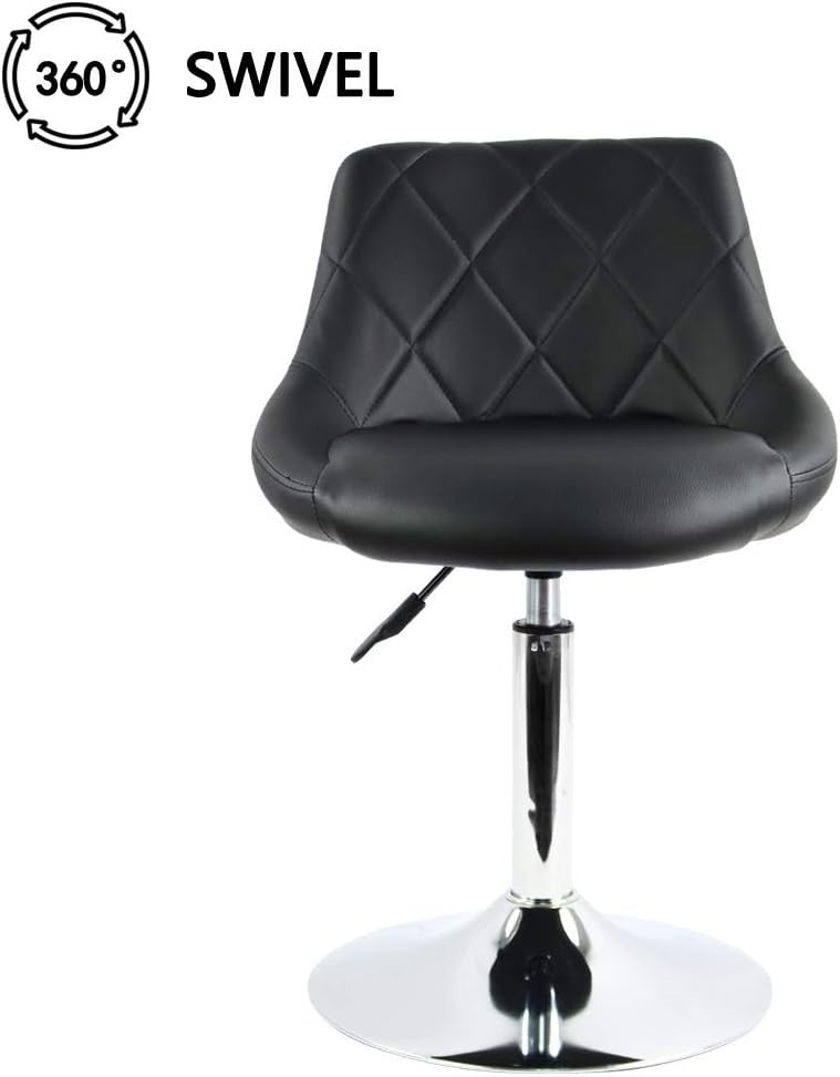 Adjustable PU Leather Swivel Bar Stool | Low Counter Breakfast Chair