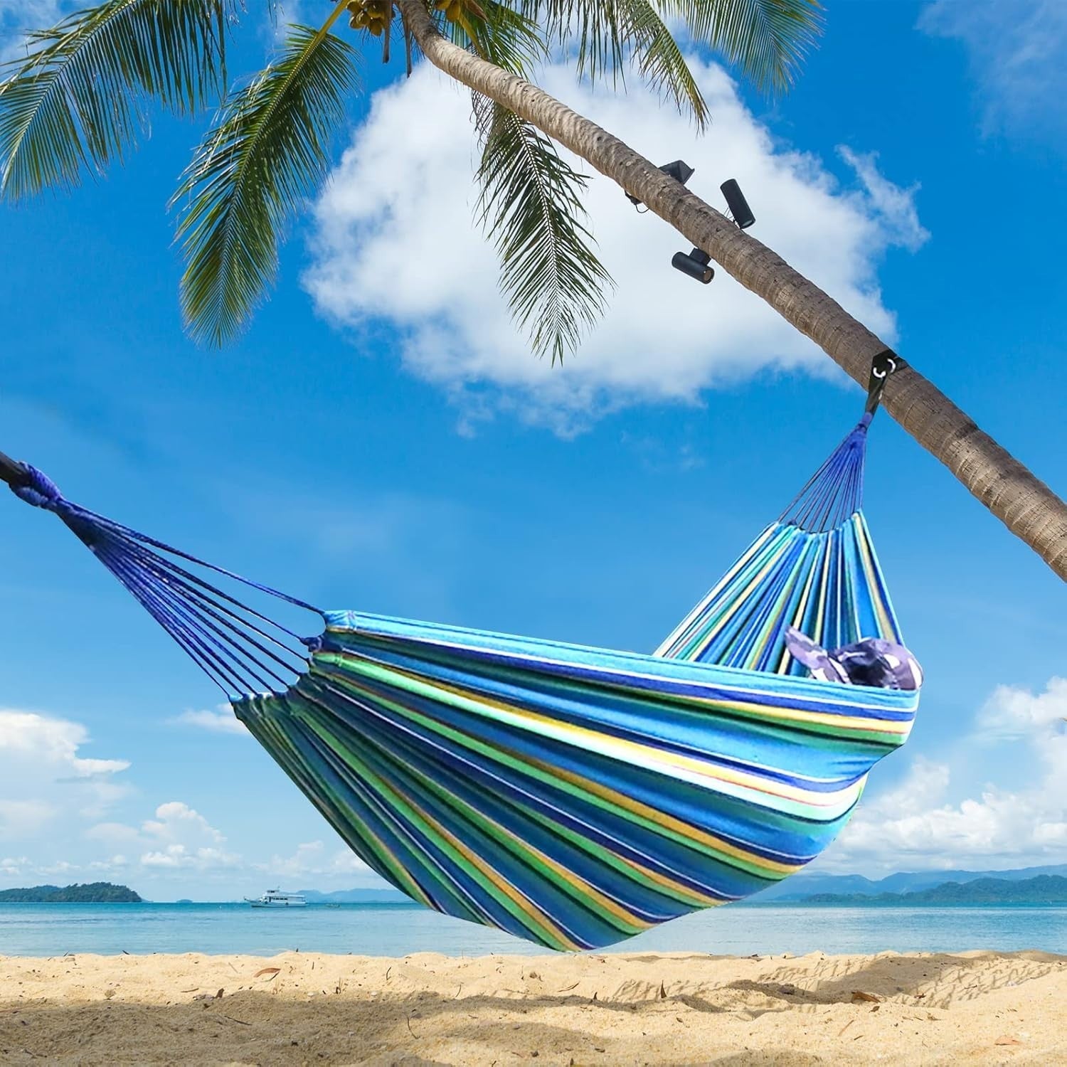 Portable Outdoor Camping Hammock with Tree Straps & Travel Bag, 204kg Load