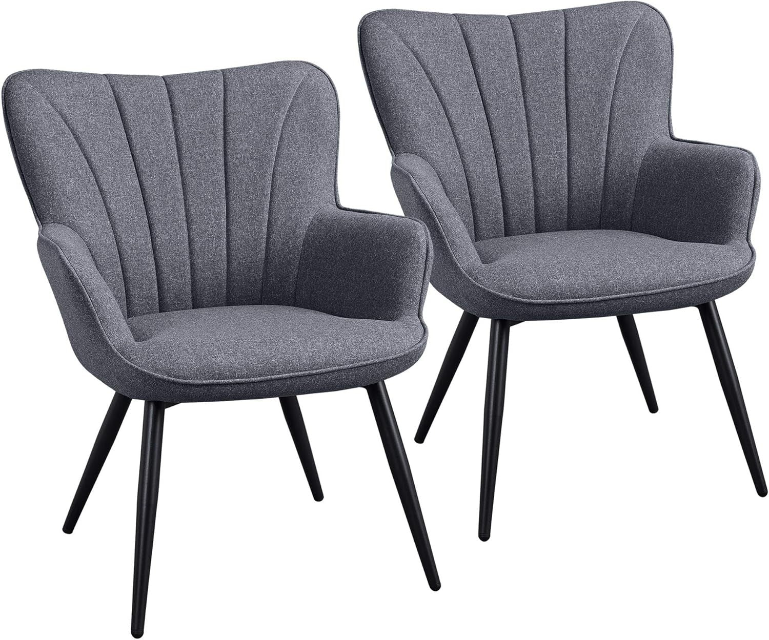 Yaheetech Linen Tub Chair Set of 2, High Back Accent Armchairs Grey