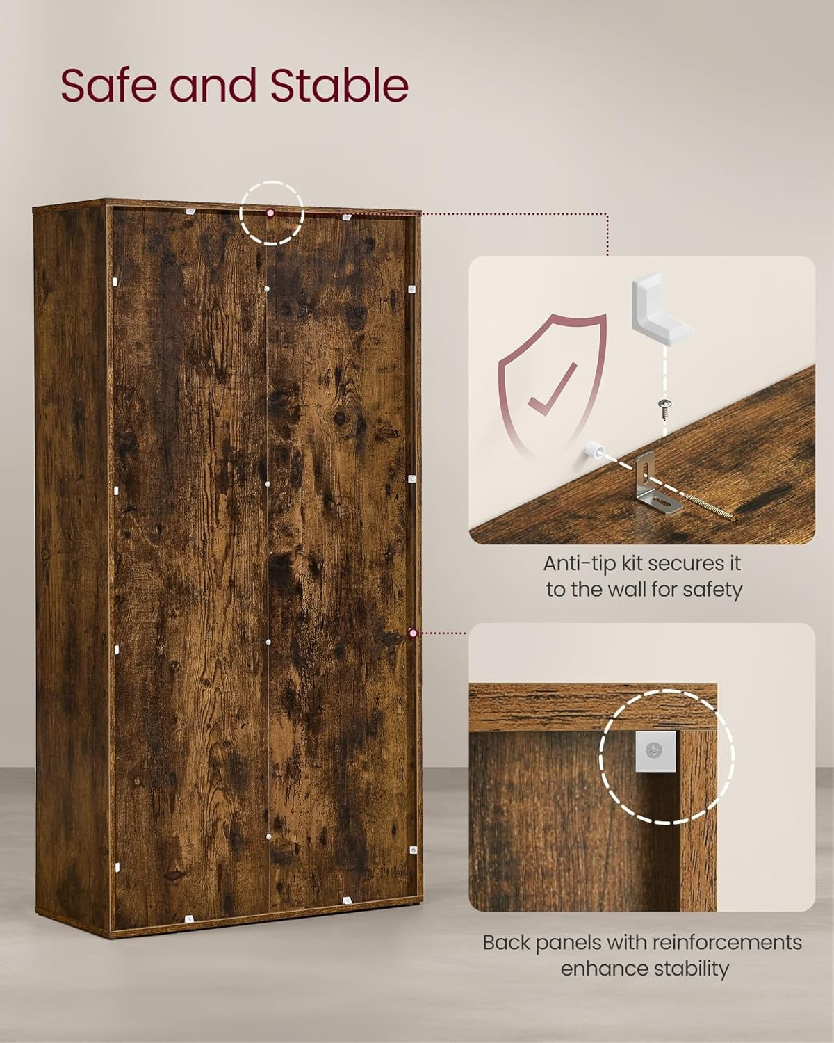 8-Cube Rustic Bookcase | Tall Storage Shelf for Living Room Office Bedroom