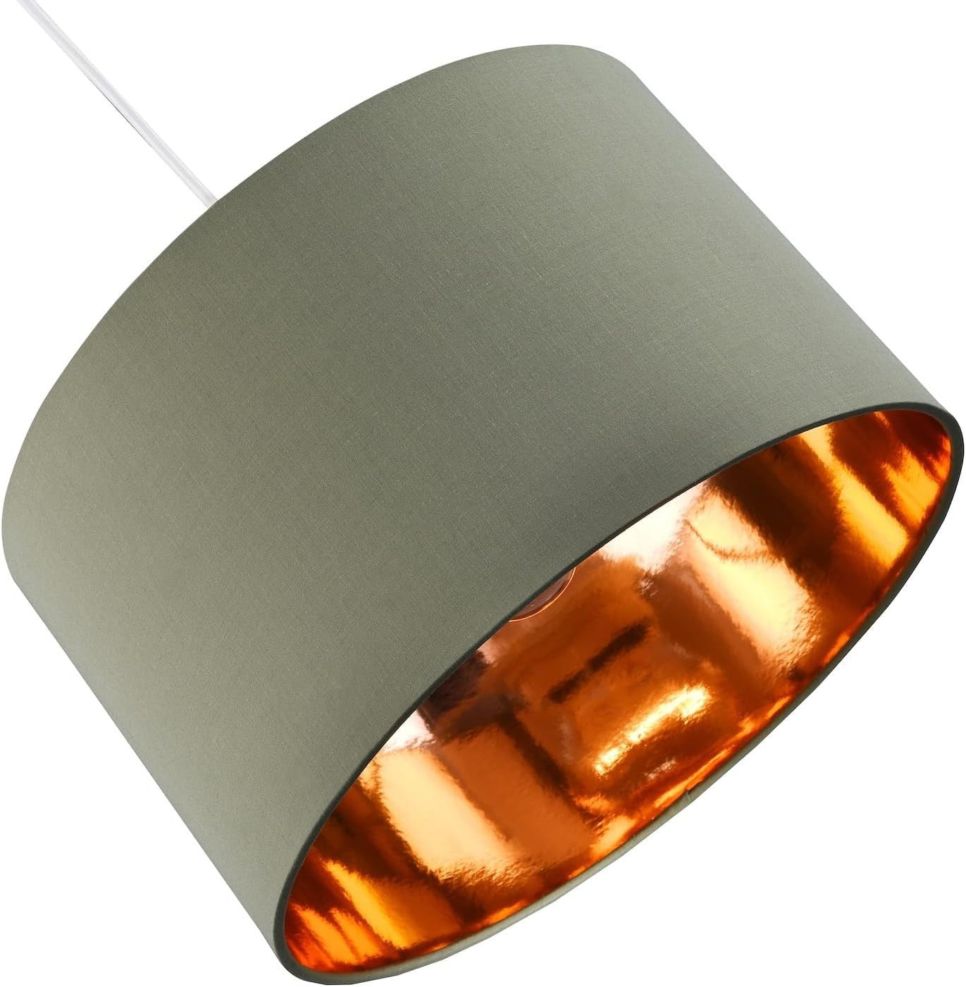 Olive Green Drum Lampshade 40cm Copper Inner Table Floor Pendant