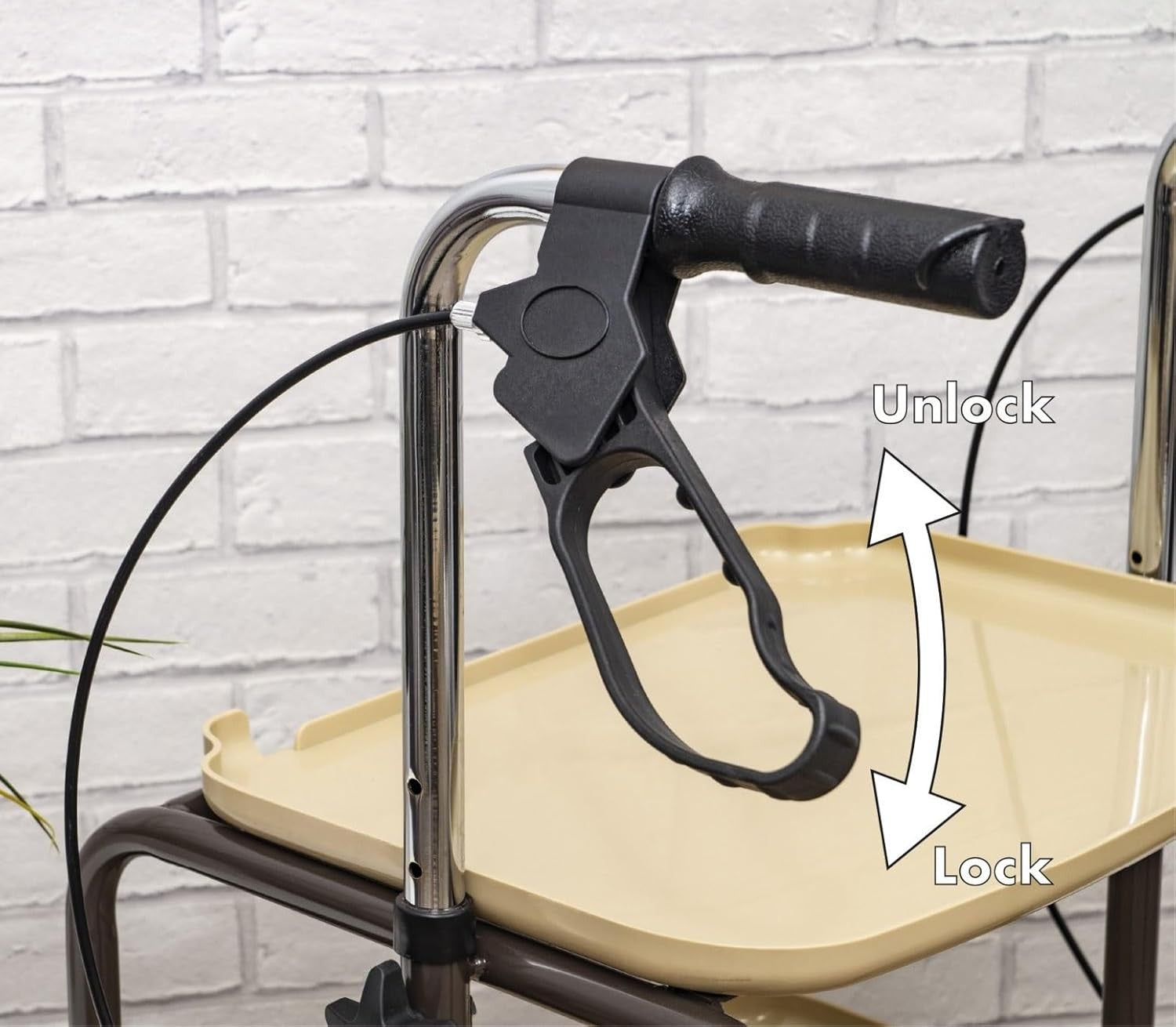 Indoor Mobility Rollator Walker with Brakes 4 Wheel Trolley Storage Trays