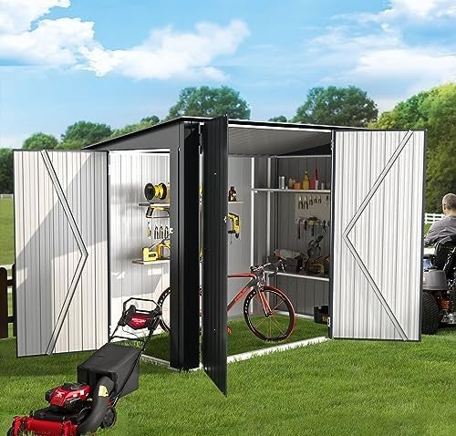 Heavy Duty Metal Bike Shed Lockable Waterproof Galvanised Outdoor Storage 7x4ft