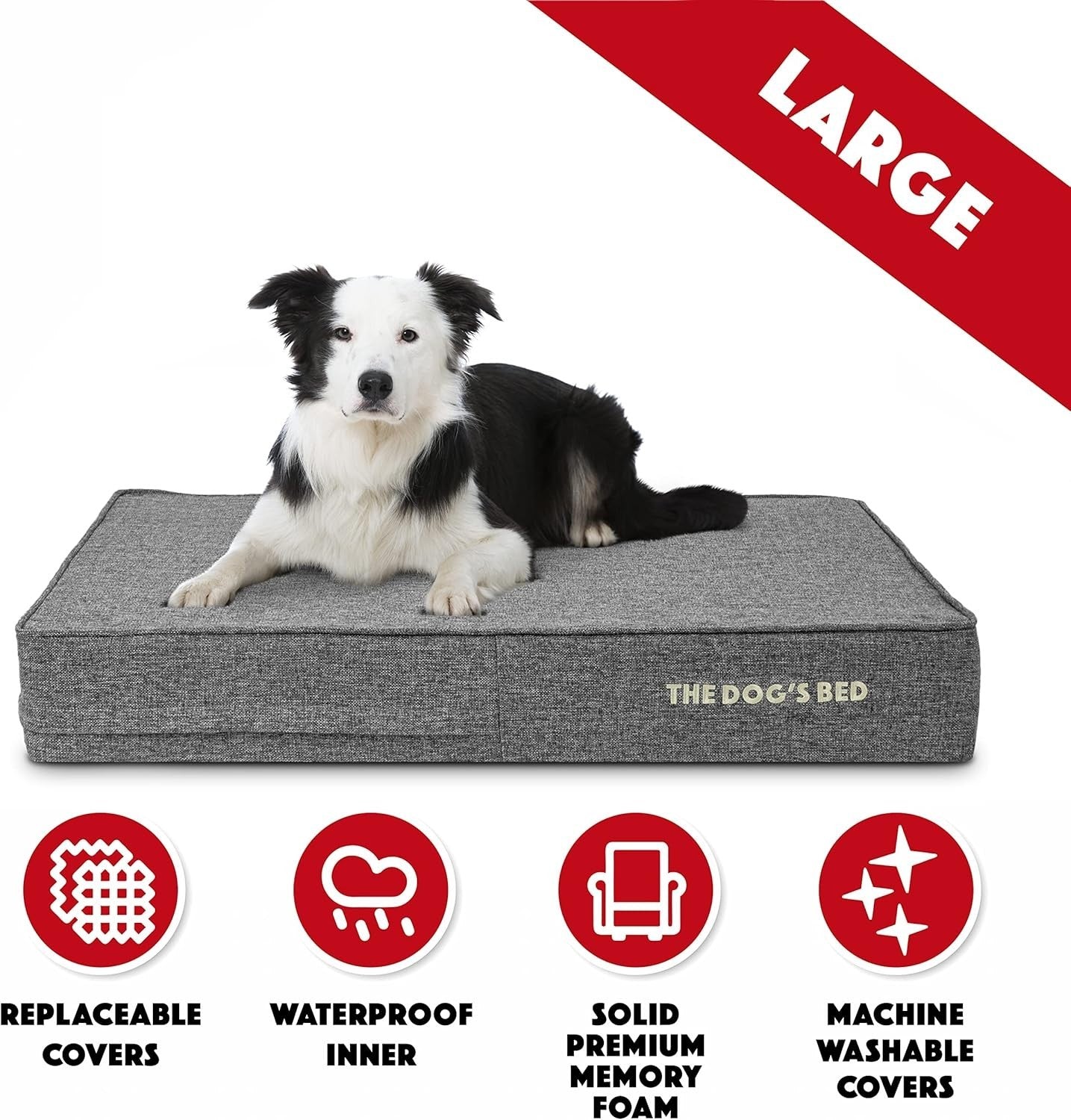 Large Orthopedic Memory Foam Dog Bed 101x64x15cm Linen
