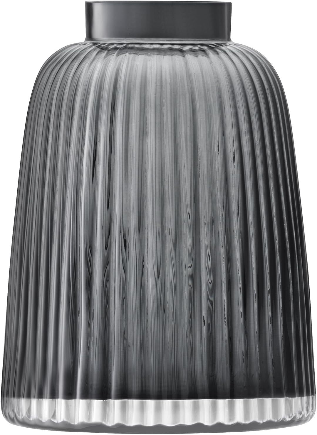 Grey Pleated Glass Vase 26cm Tall Modern Decorative Flower Vase Home Decor