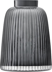 Grey Pleated Glass Vase 26cm Tall Modern Decorative Flower Vase Home Decor