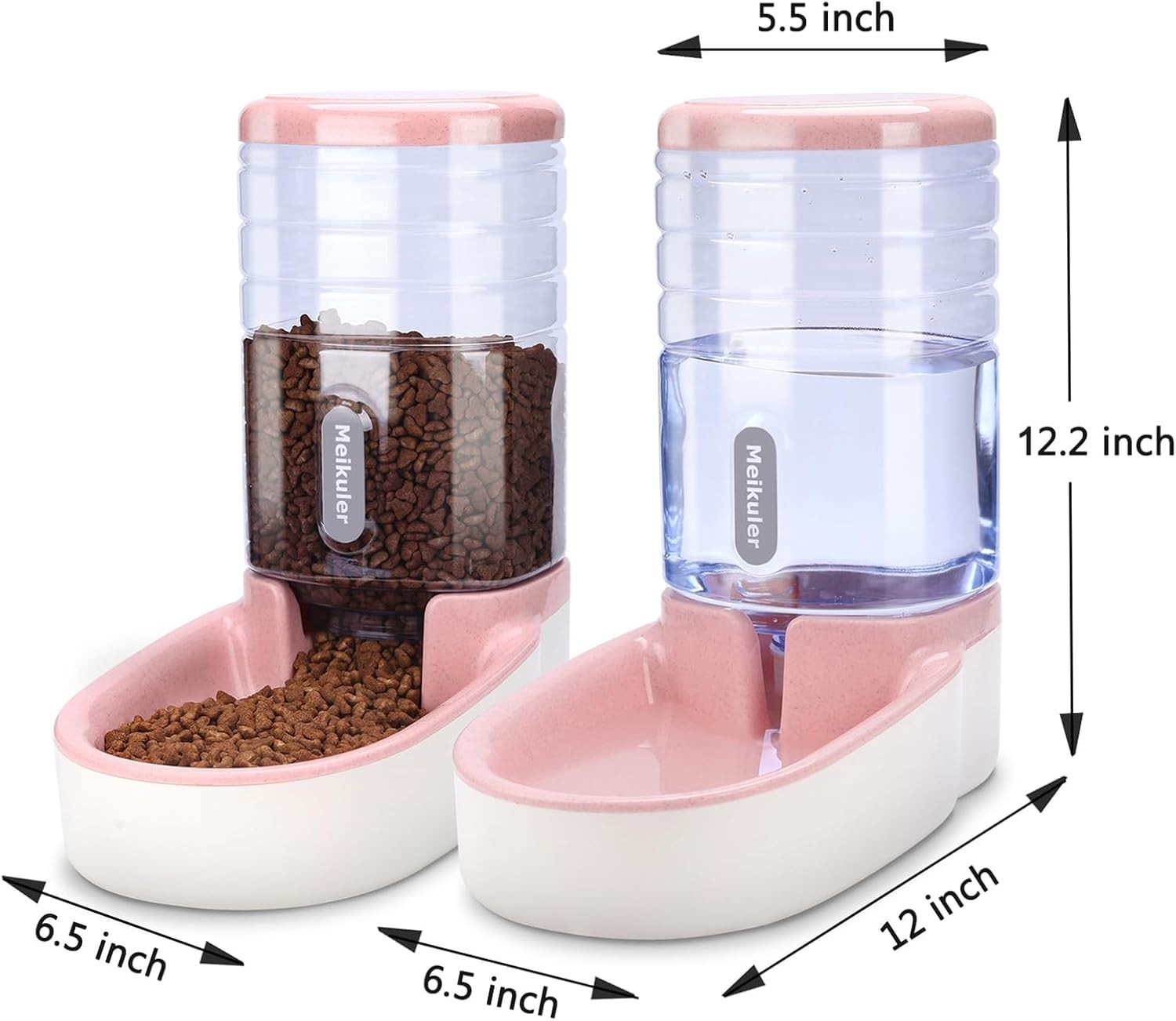 3.8L Pet Feeder & Water Dispenser Set Automatic Gravity Feeding Station