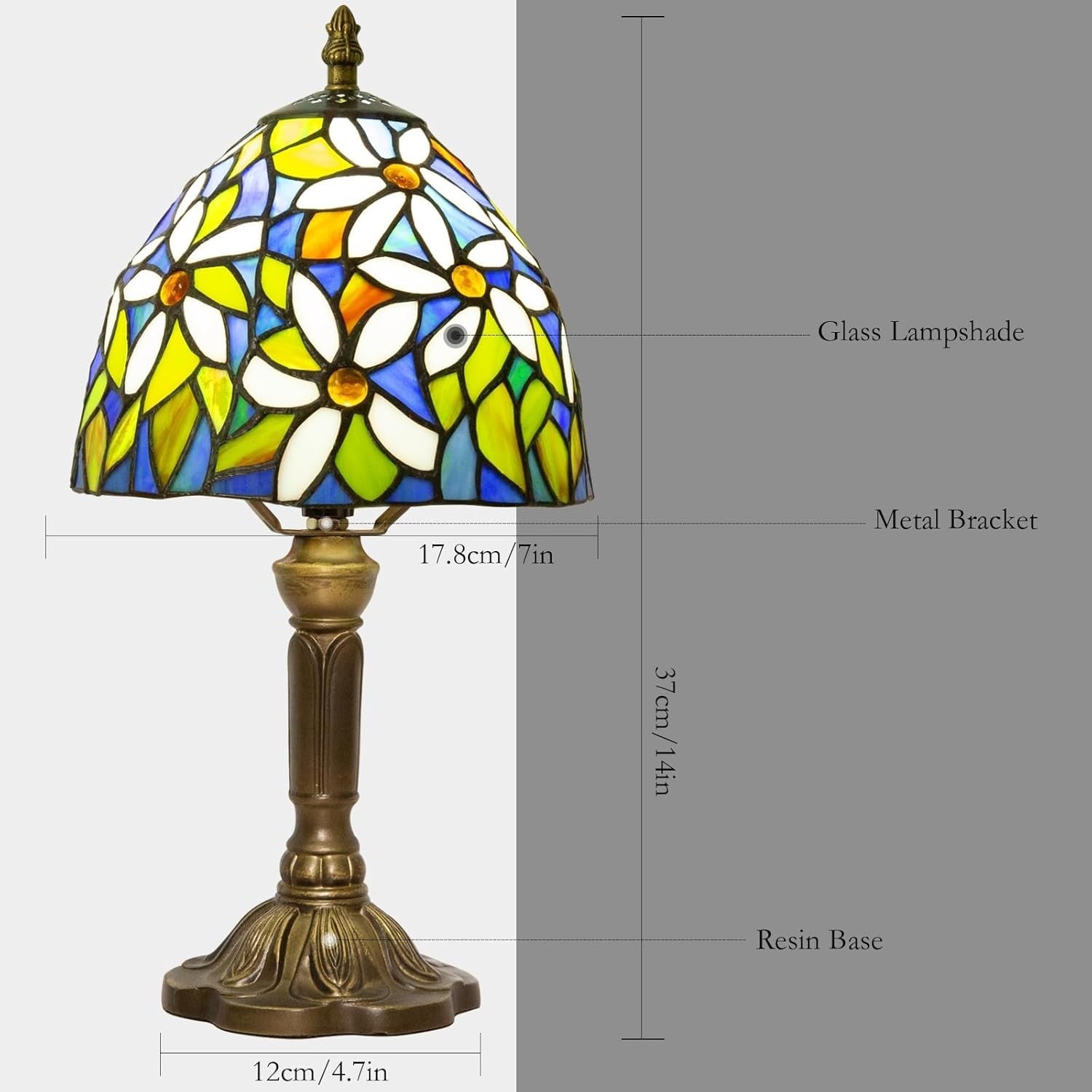 Dimmable Tiffany Table Lamp with 3 Color LED Bulb | Elegant Bedside Light