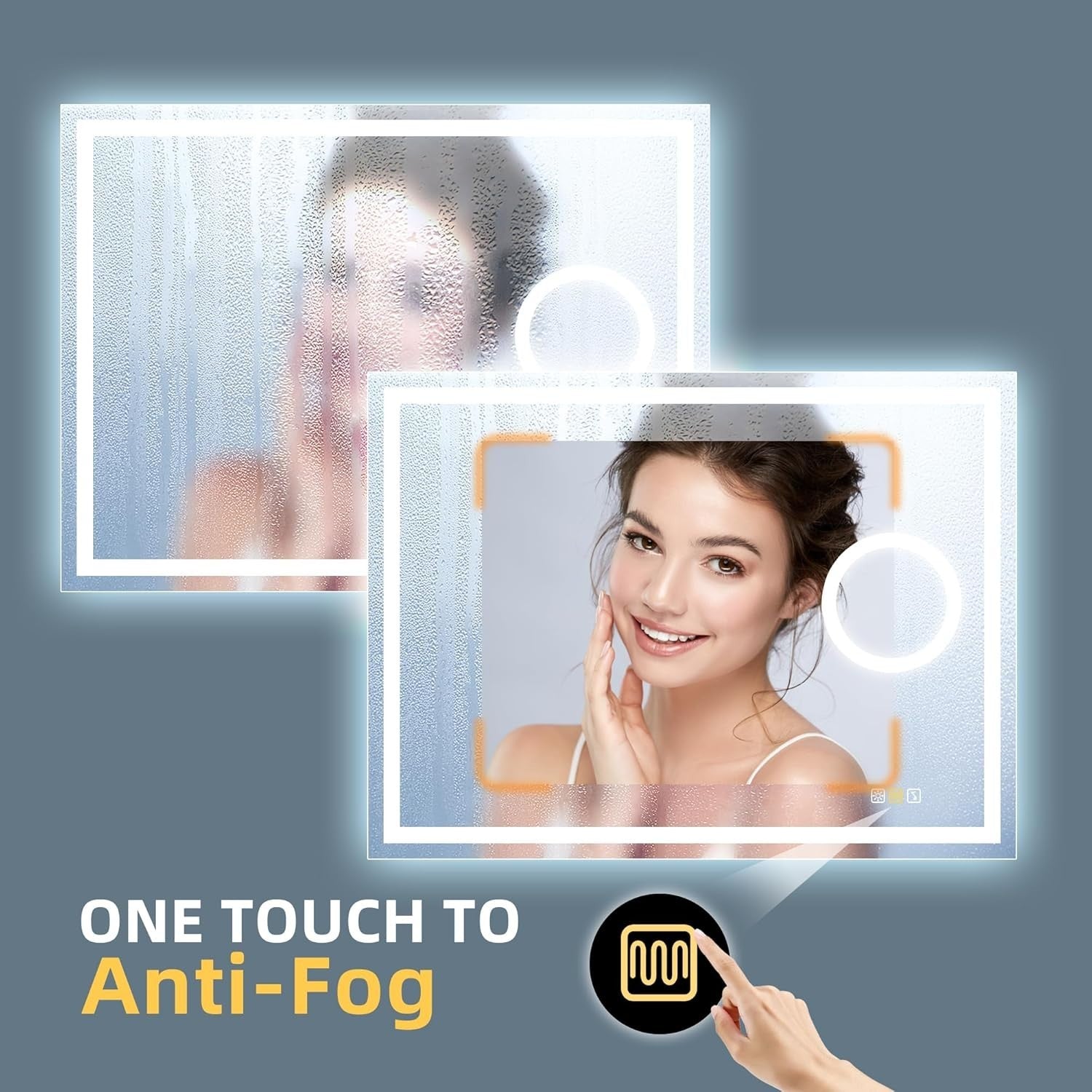 LED Bathroom Mirror 60x80 cm with Bluetooth, 5x Magnifier, Anti-Fog, Dimmable