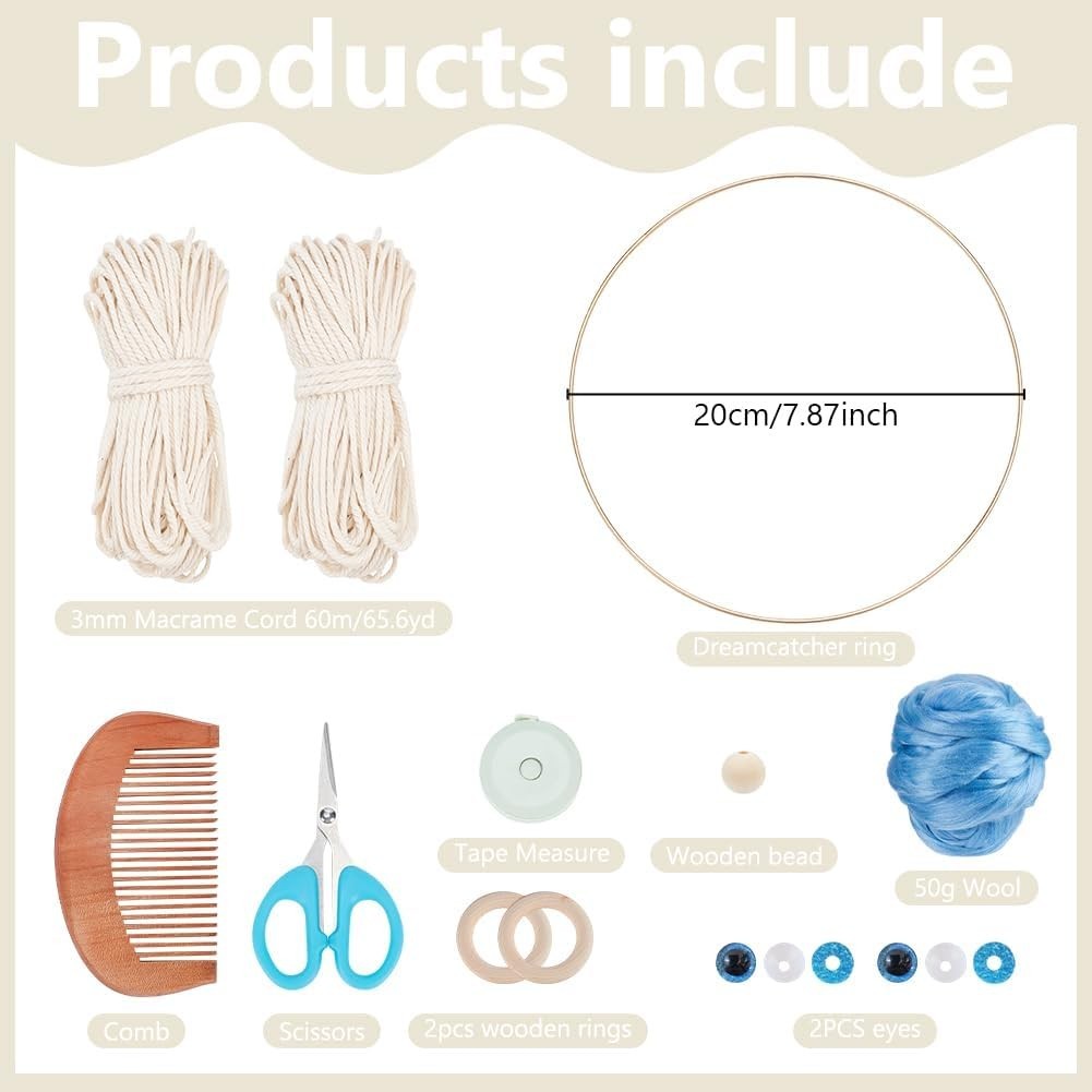 DIY Macrame Owl Wall Hanging Kit with Felting Wool Boho Decor